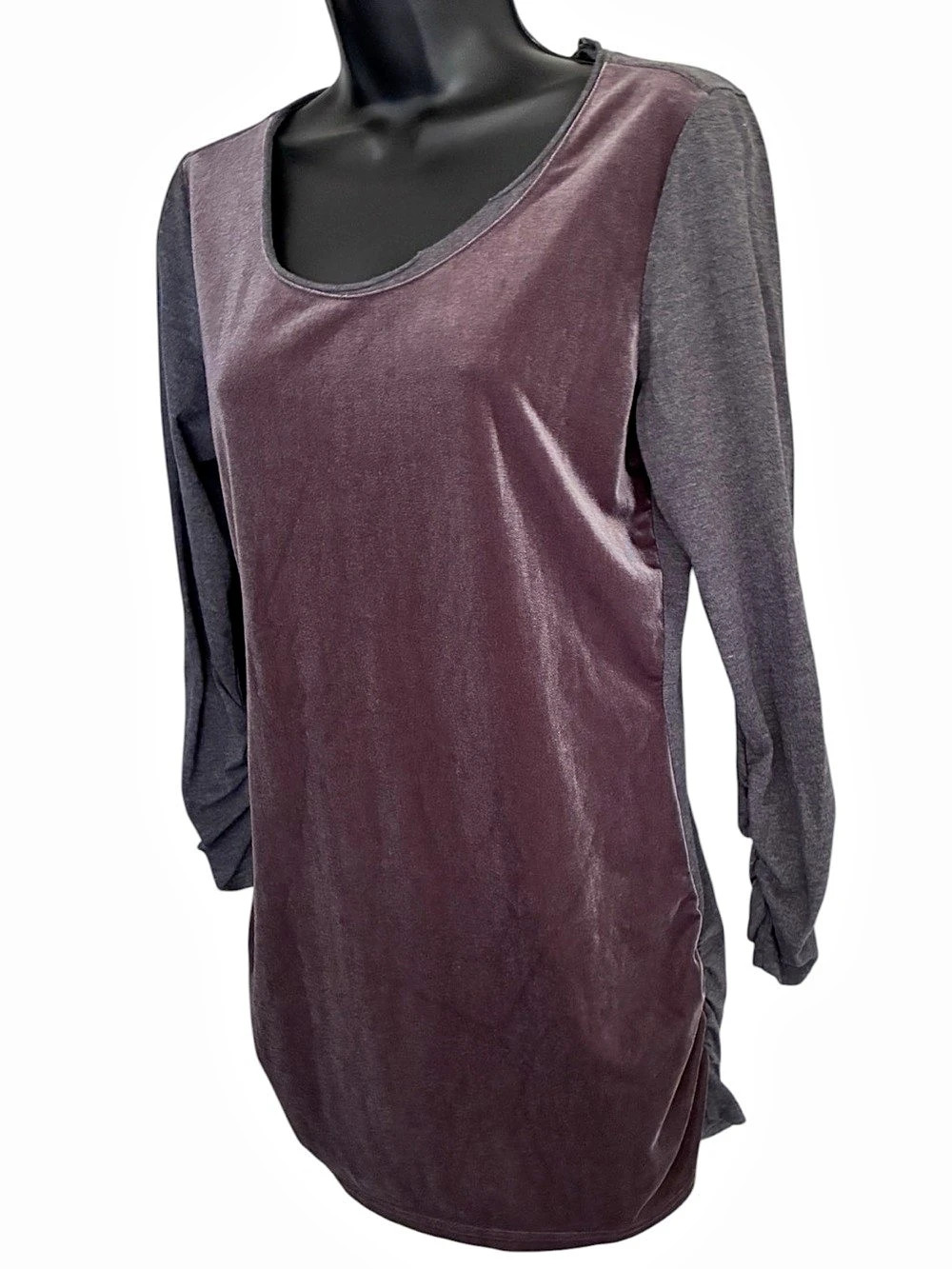 Sundance Dulcet Tones Practical Magic Witchy Fall Velvet Top Tunic Gray Sz M - Picture 2 of 7